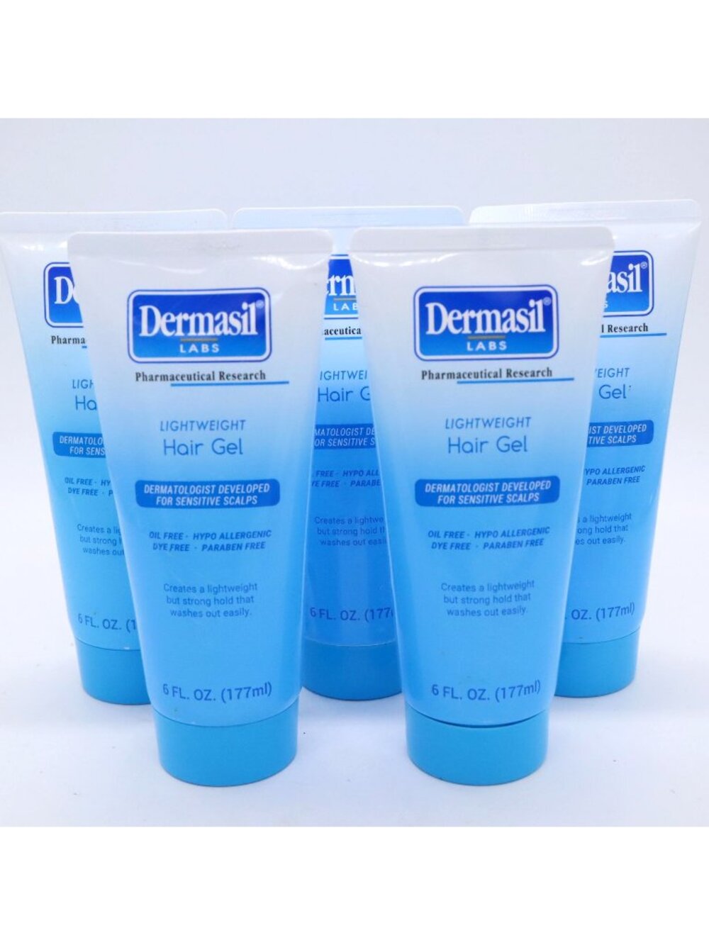Lot of 5 Dermasil Labs Lightweight Hair Gel Sensitive Scalp 6 fl oz  Sealed